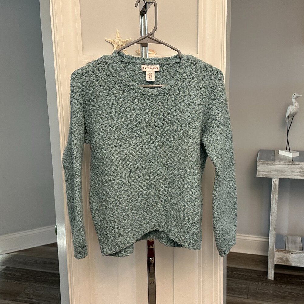 Yet Again Sz XS Cozy Chunky Lt Aqua Blue Sweater